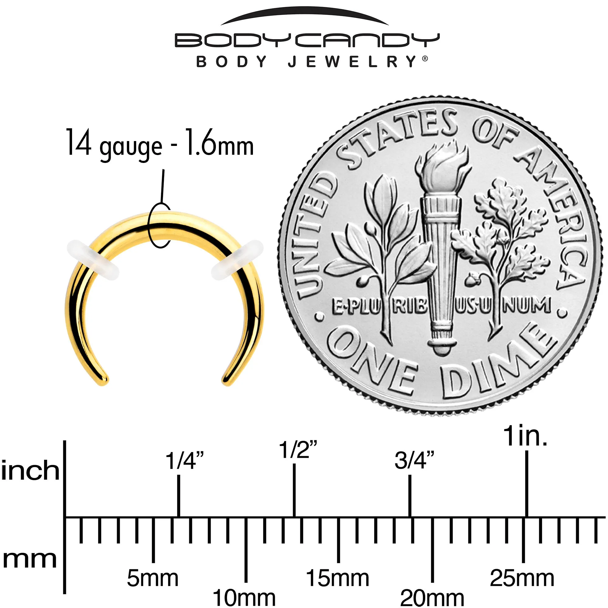 14 Gauge 5/16 Gold Tone Pincher Crescent Taper