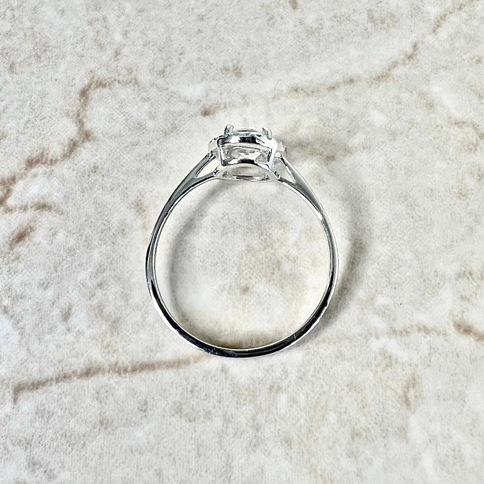 14 Karat White Gold April Birthstone Round White Topaz & Diamond Halo Ring
