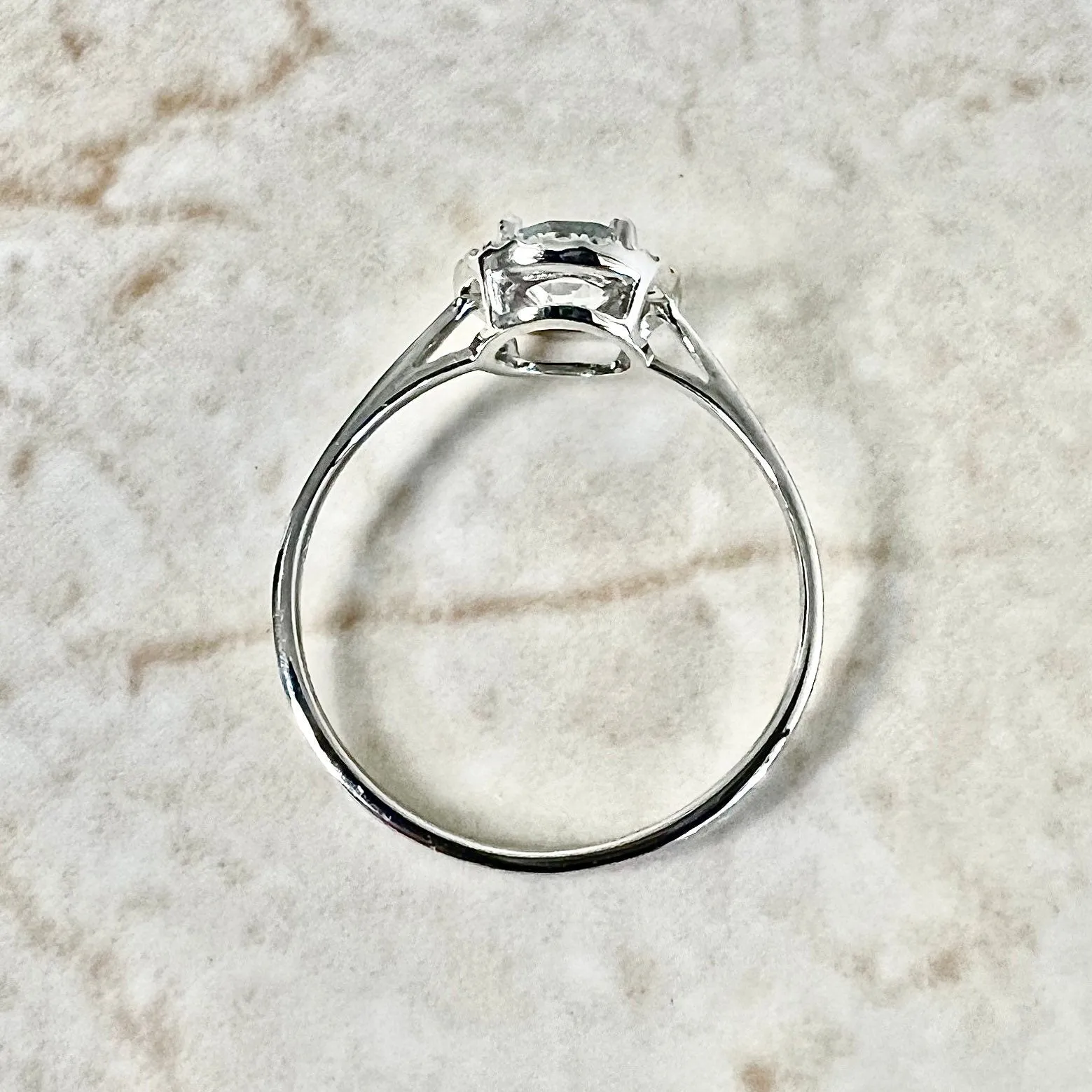 14 Karat White Gold March Birthstone Round Aquamarine & Diamond Halo Ring