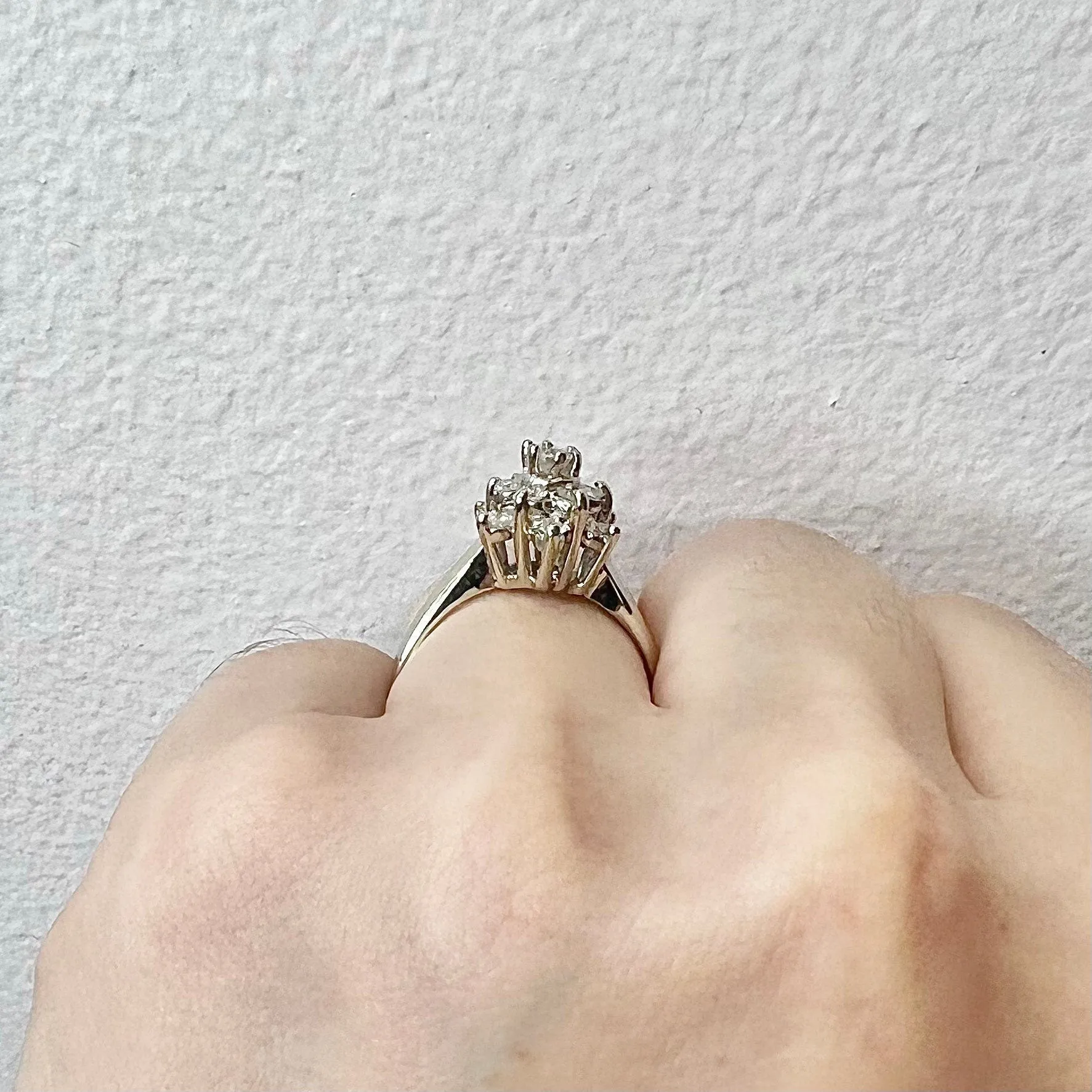 14 Karat White Gold Snowflake 0.50 Carat Diamond Cluster Ring