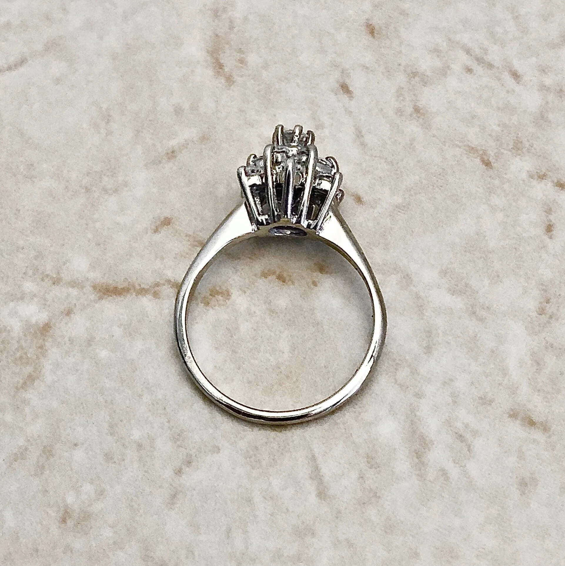 14 Karat White Gold Snowflake 0.50 Carat Diamond Cluster Ring