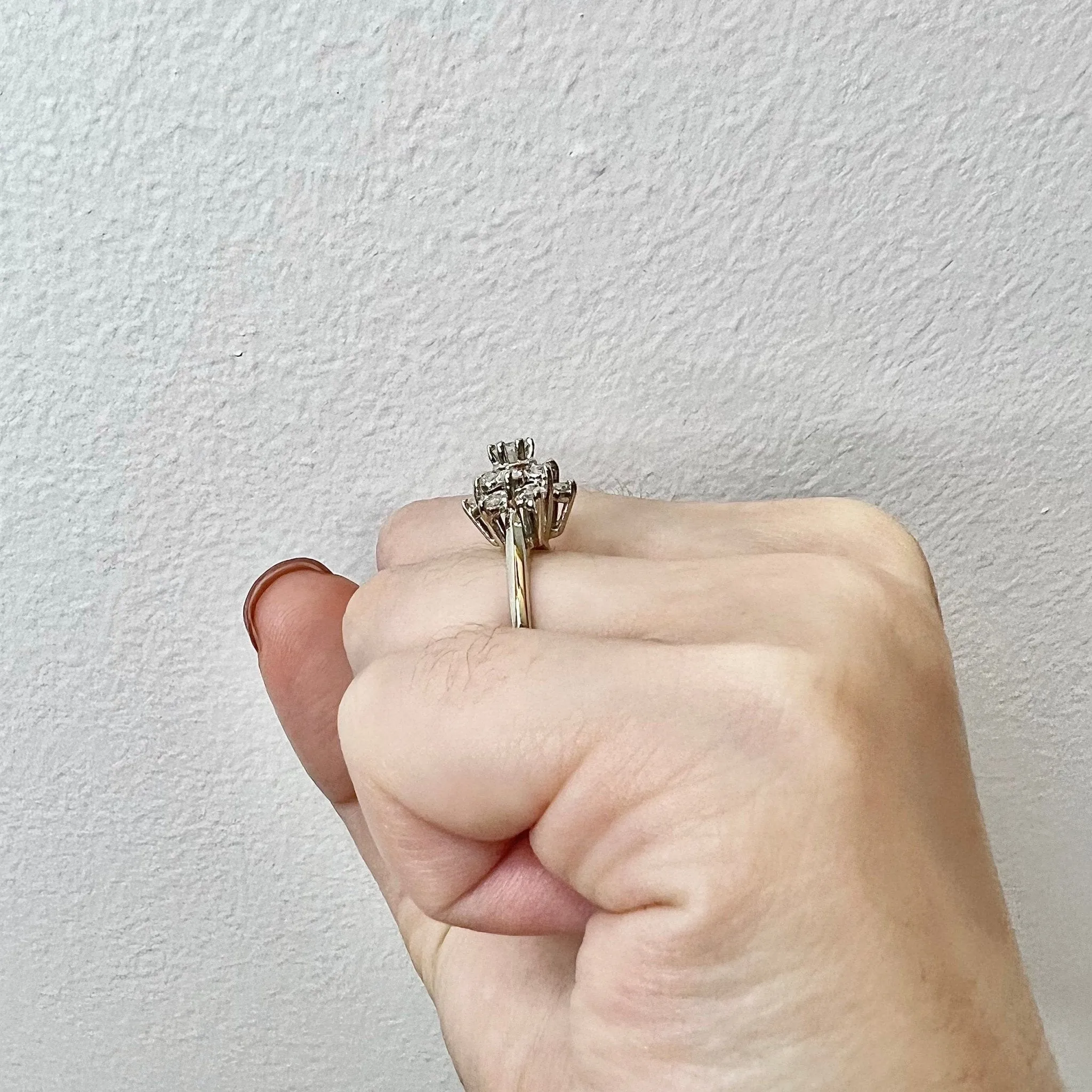 14 Karat White Gold Snowflake 0.50 Carat Diamond Cluster Ring