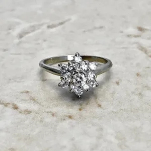 14 Karat White Gold Snowflake 0.50 Carat Diamond Cluster Ring