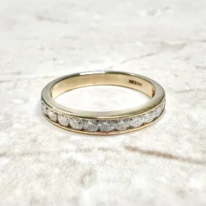 14 Karat Yellow Gold 0.60 Carat Diamond Half Eternity Band Ring
