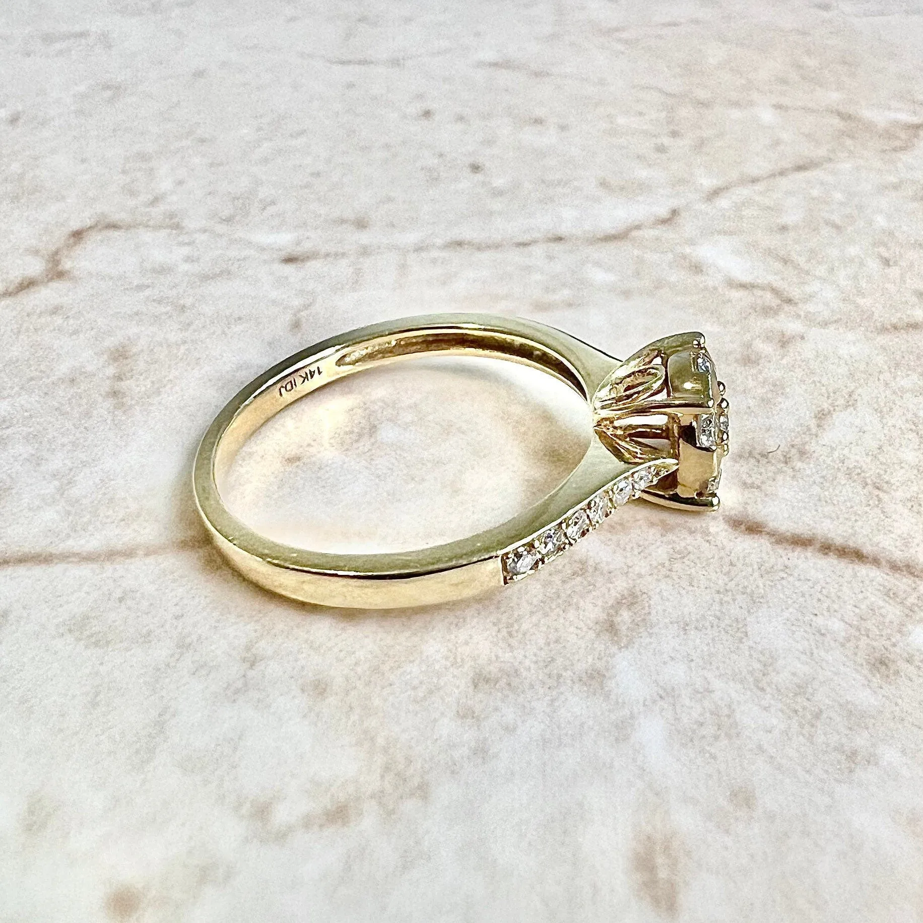 14 Karat Yellow Gold Diamond Cluster Ring