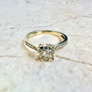 14 Karat Yellow Gold Diamond Cluster Ring