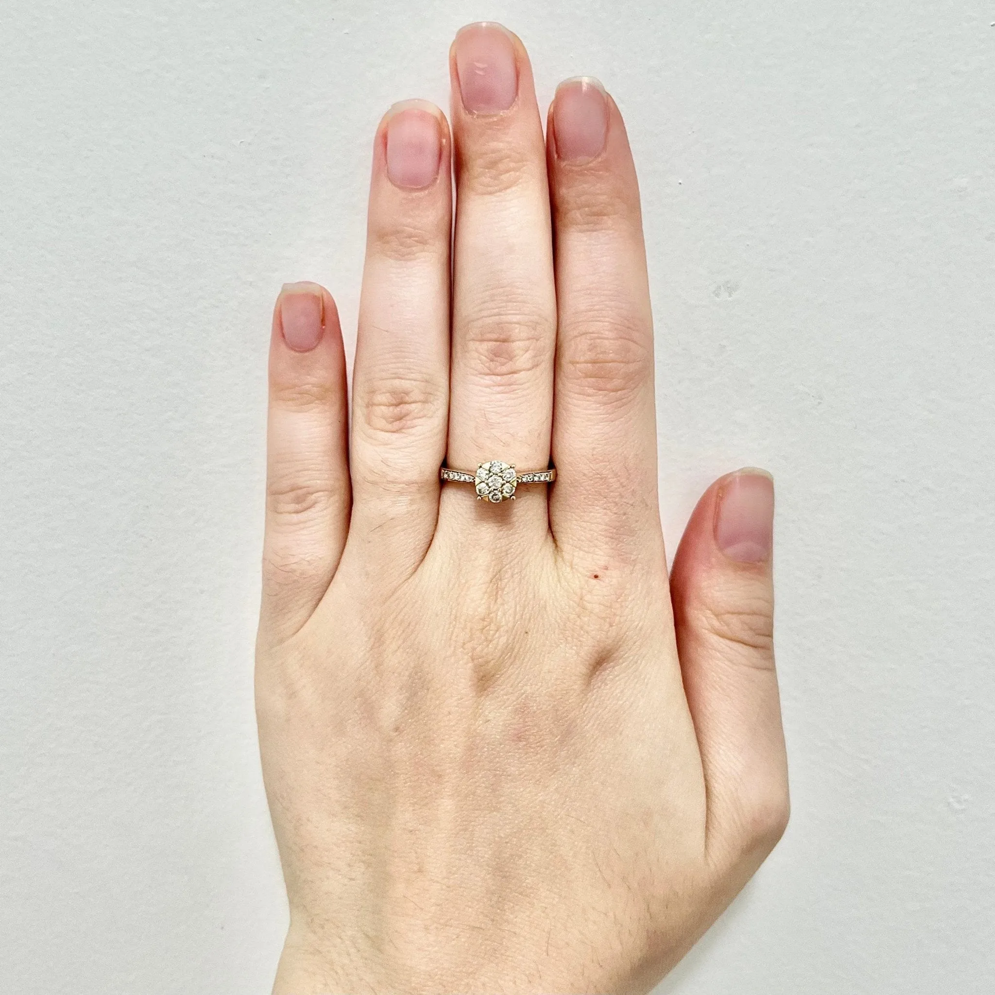 14 Karat Yellow Gold Diamond Cluster Ring