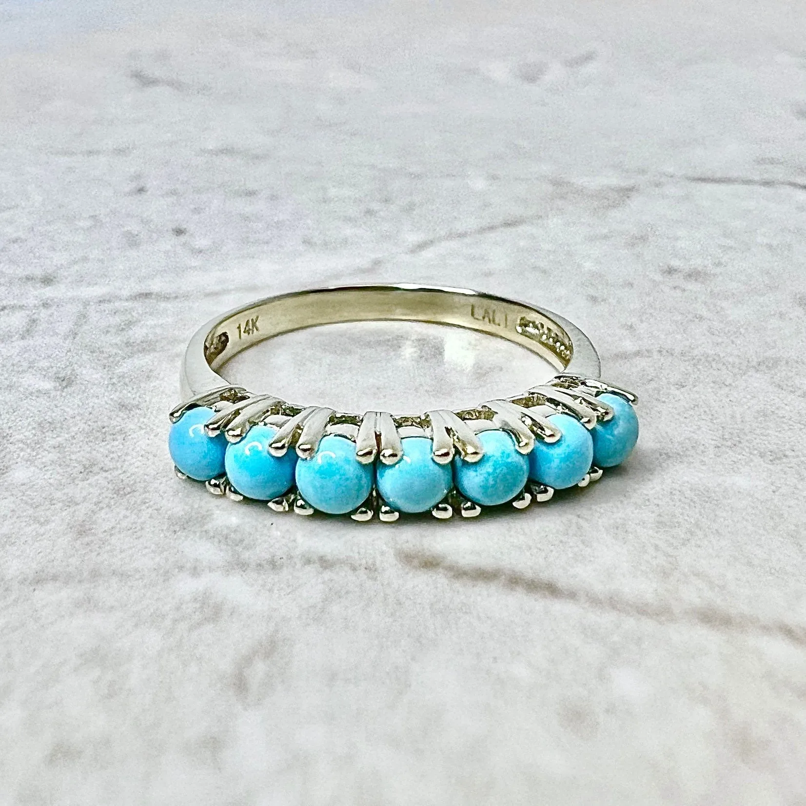 14 Karat Yellow Gold Turquoise Band Ring