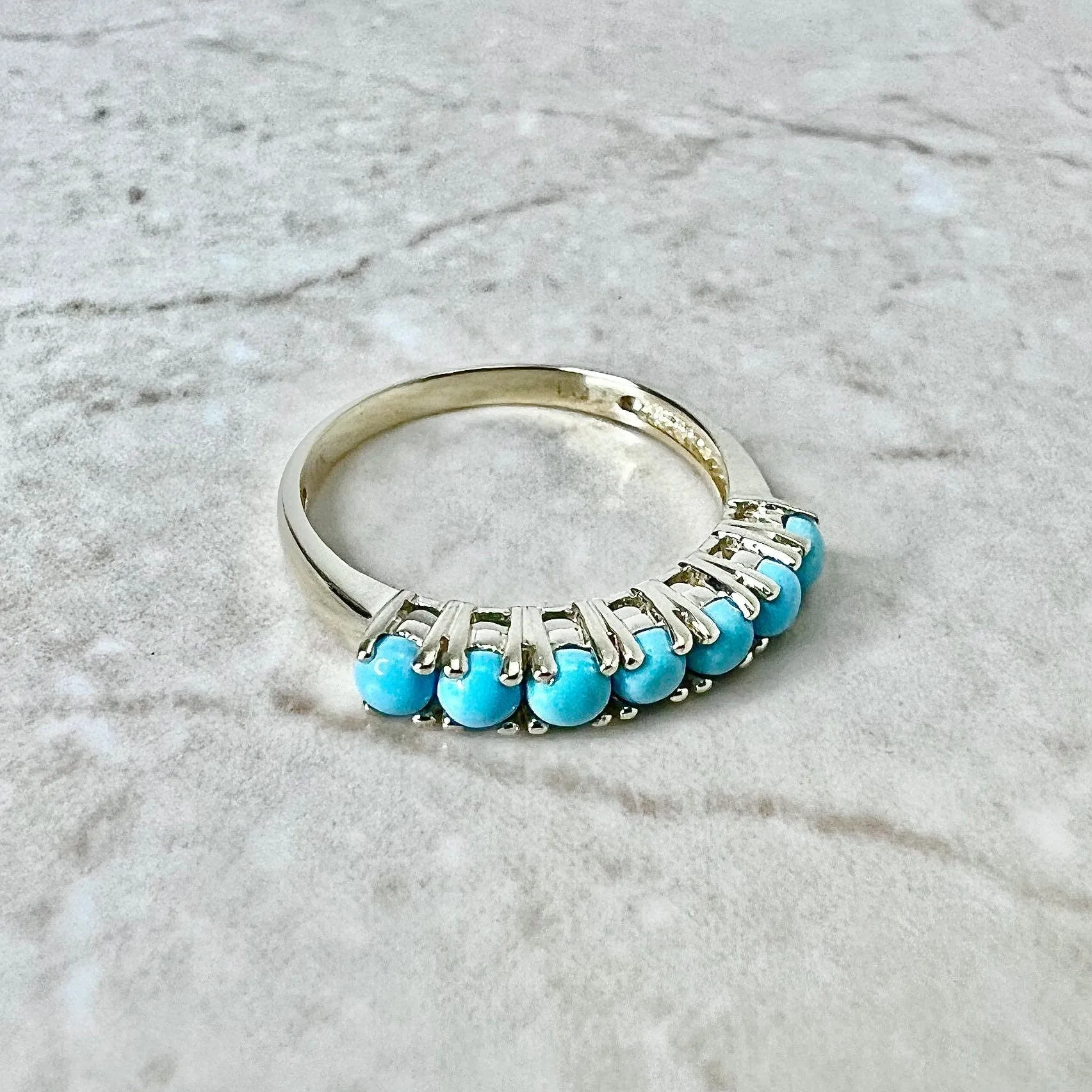 14 Karat Yellow Gold Turquoise Band Ring