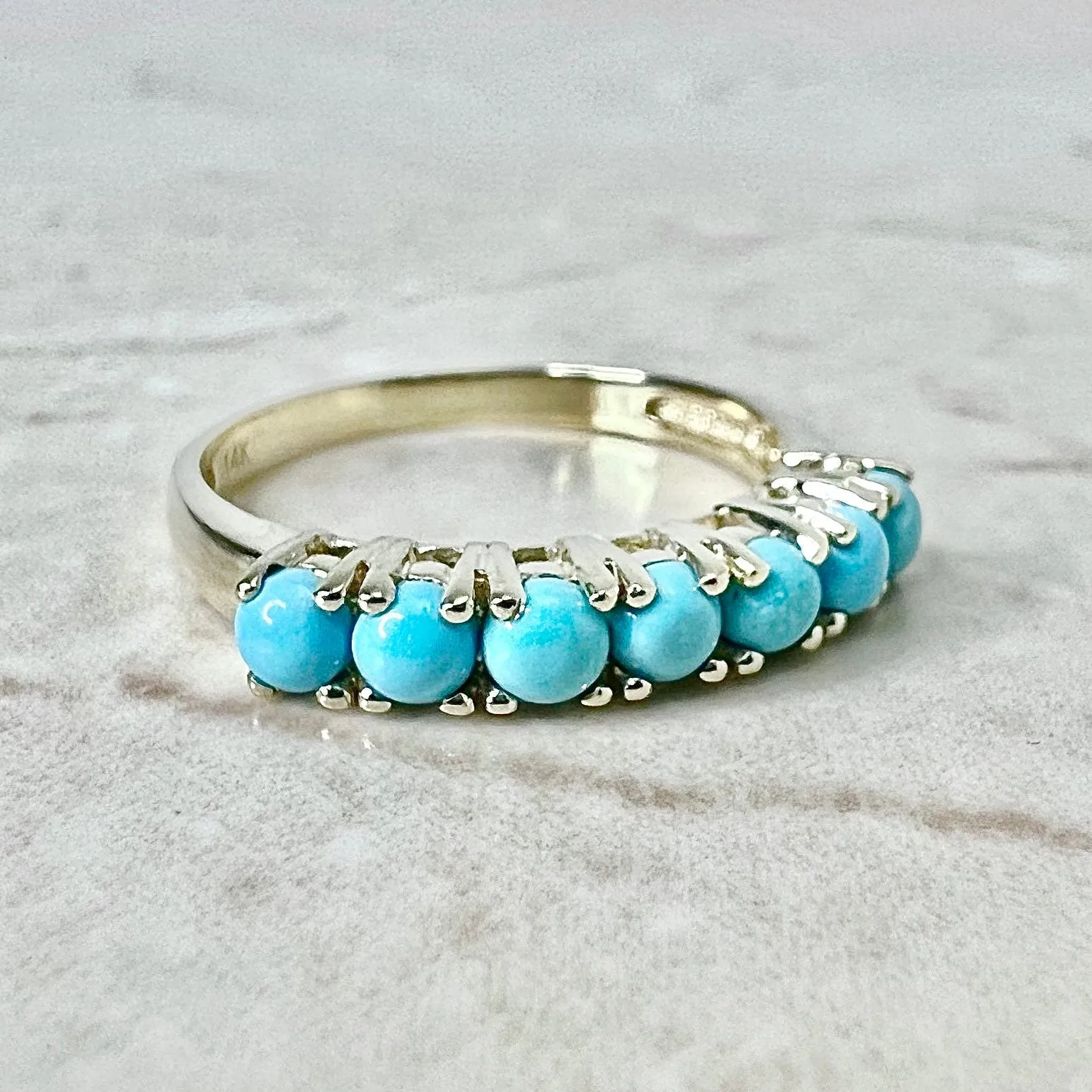 14 Karat Yellow Gold Turquoise Band Ring