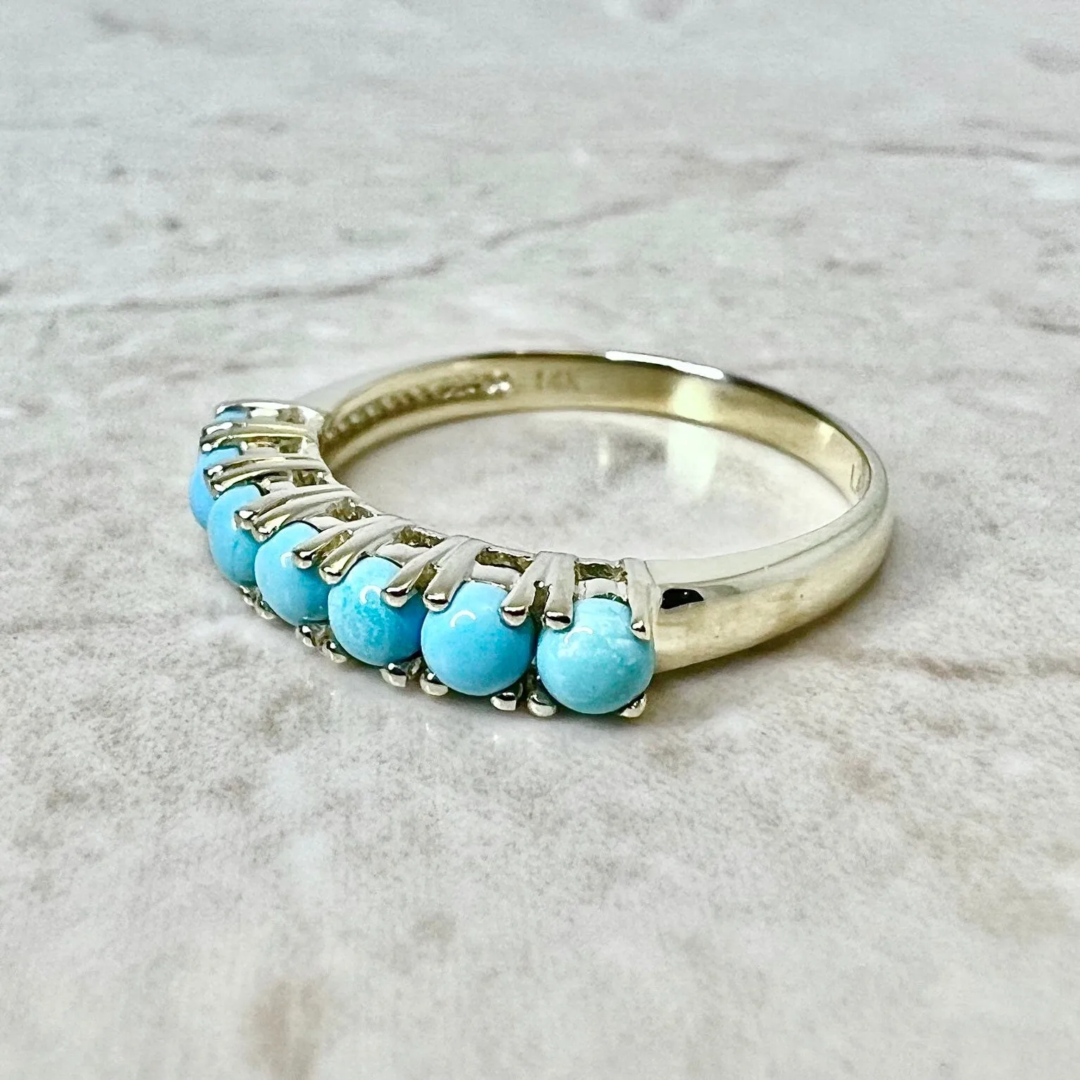 14 Karat Yellow Gold Turquoise Band Ring