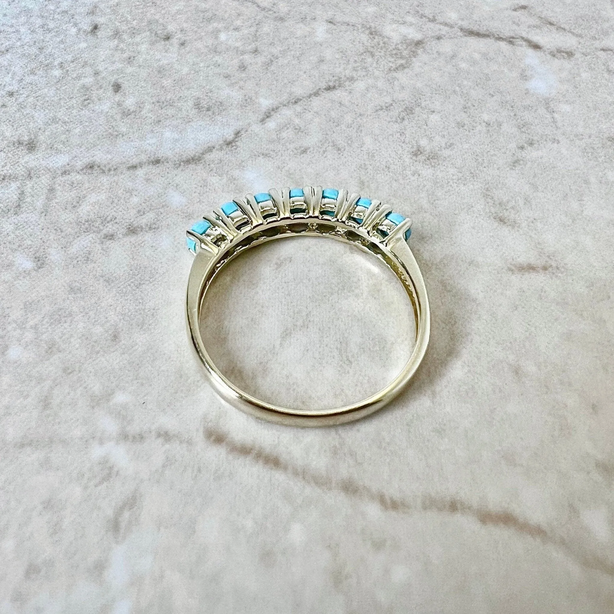 14 Karat Yellow Gold Turquoise Band Ring