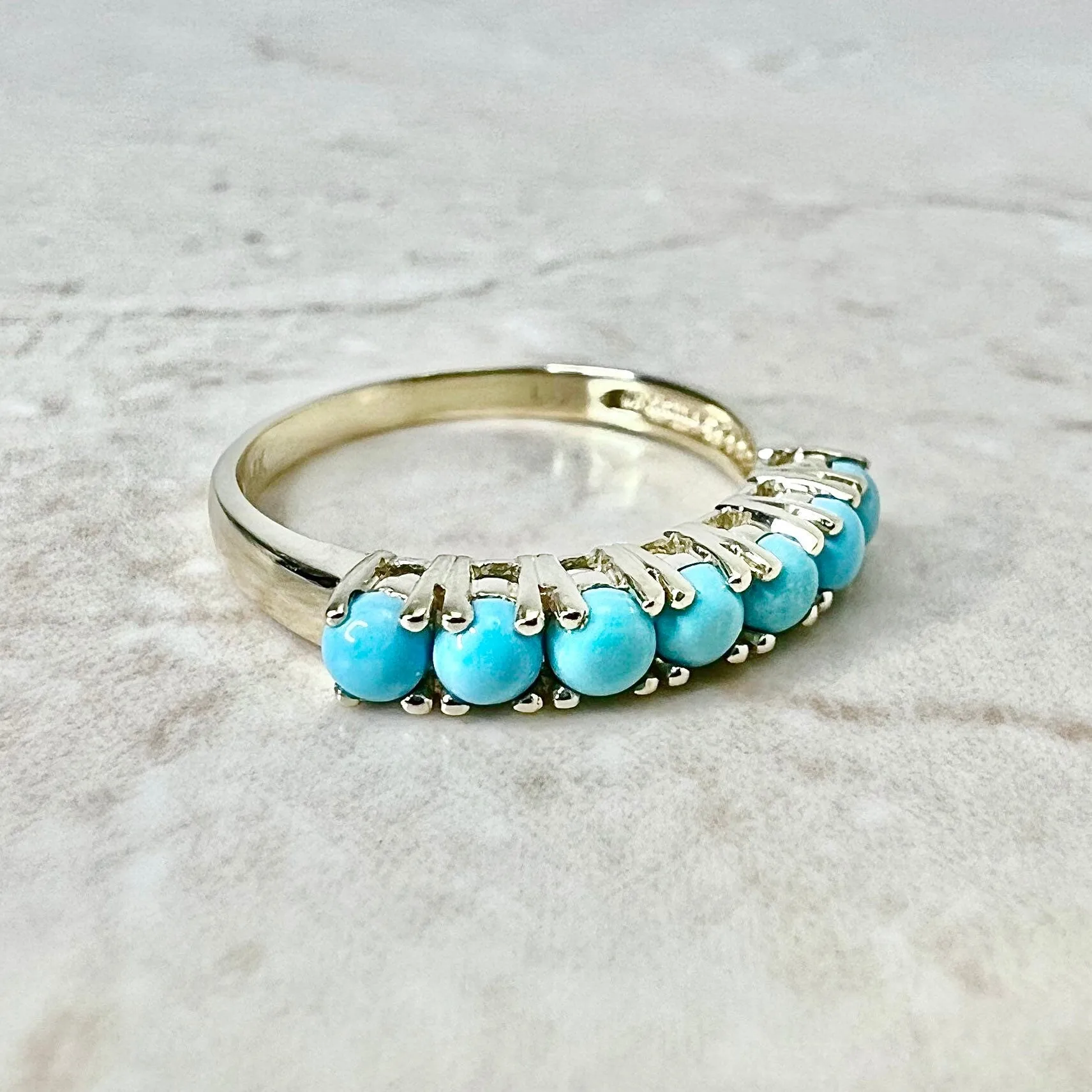 14 Karat Yellow Gold Turquoise Band Ring