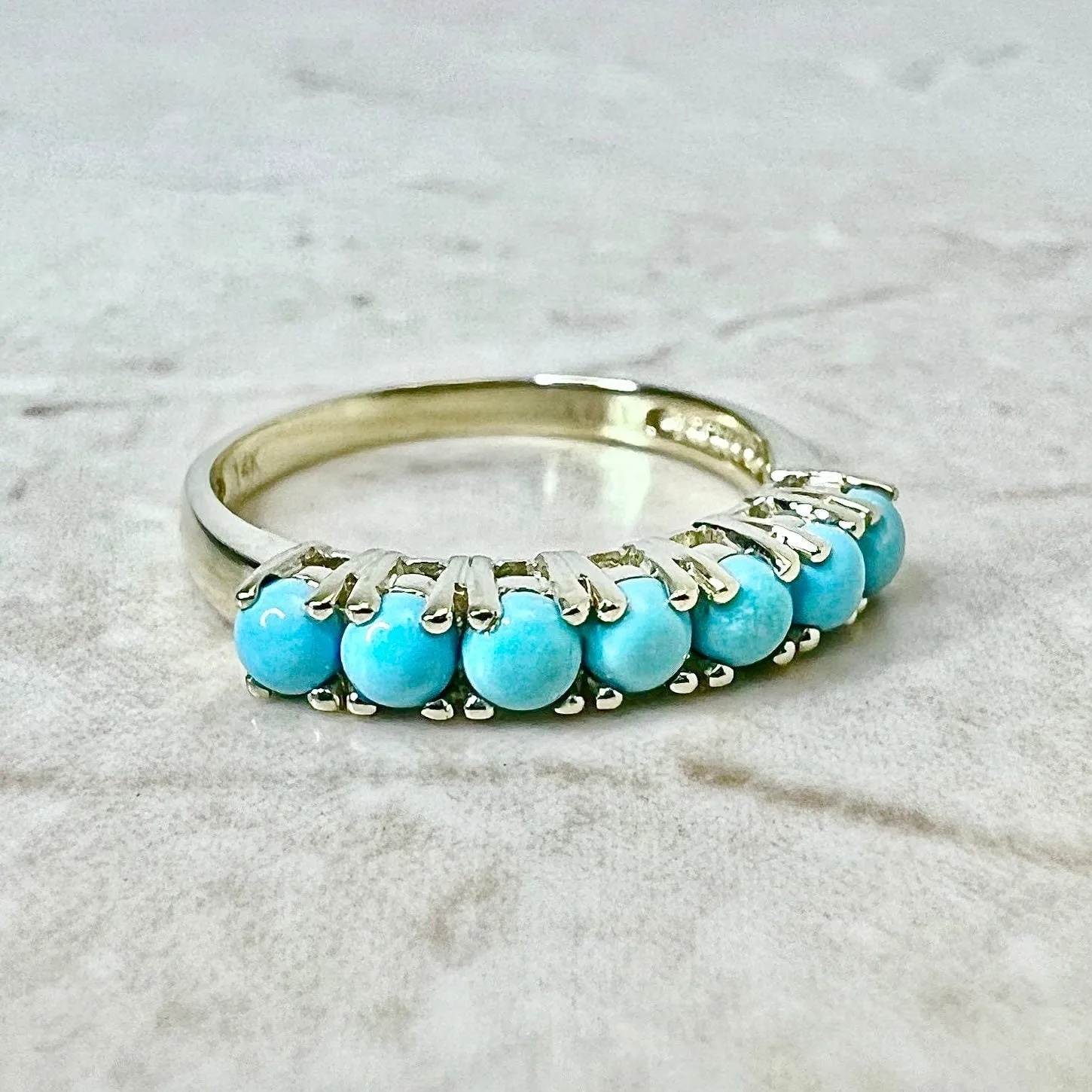 14 Karat Yellow Gold Turquoise Band Ring