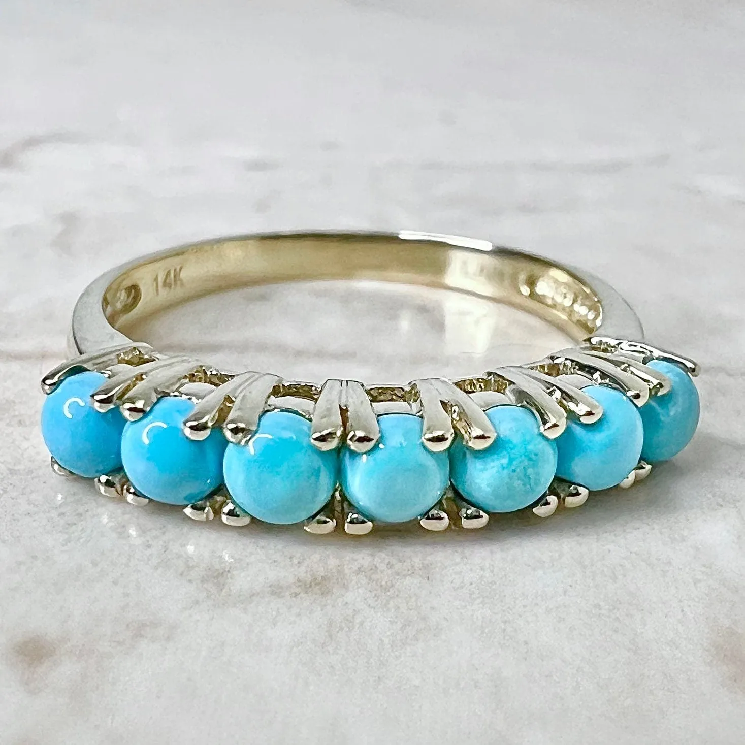 14 Karat Yellow Gold Turquoise Band Ring
