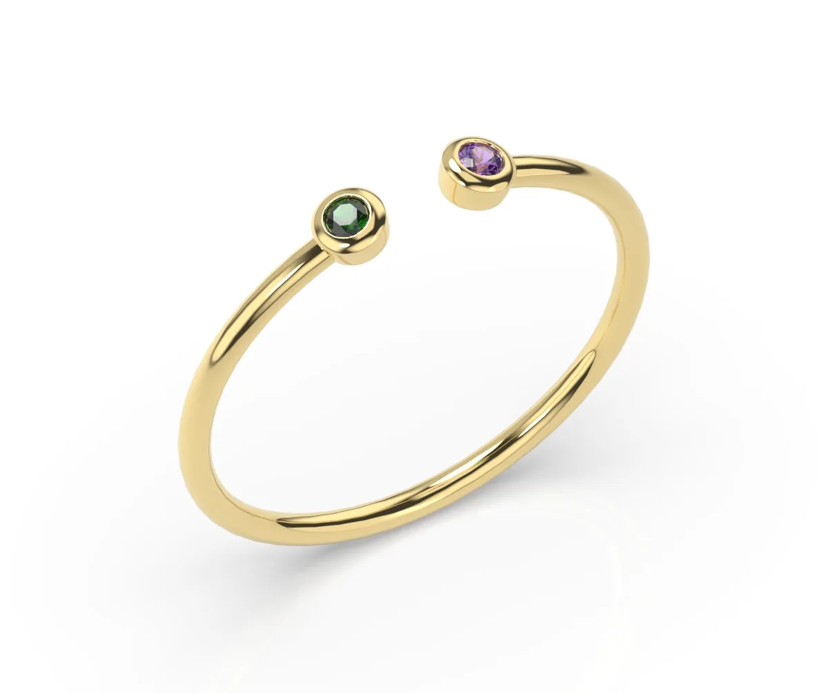 14K Double Bezel Ring