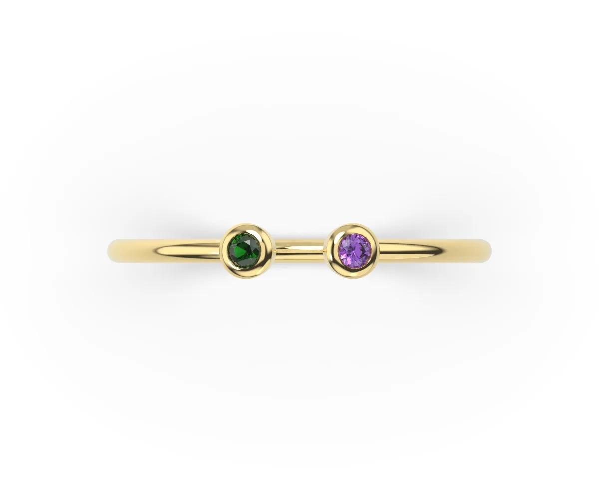 14K Double Bezel Ring