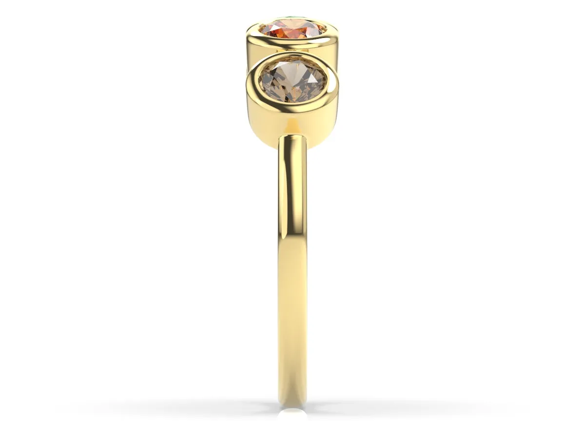 14K Four Bezel Ring