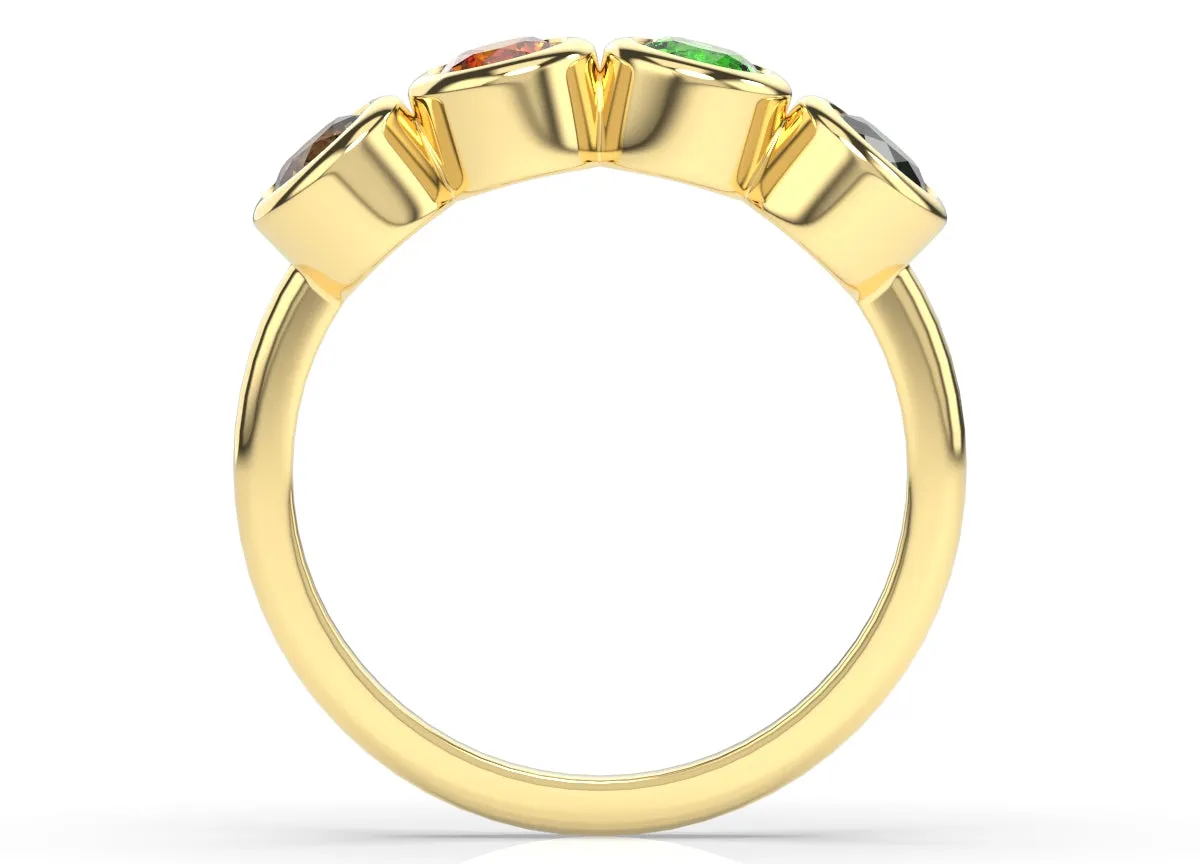 14K Four Bezel Ring