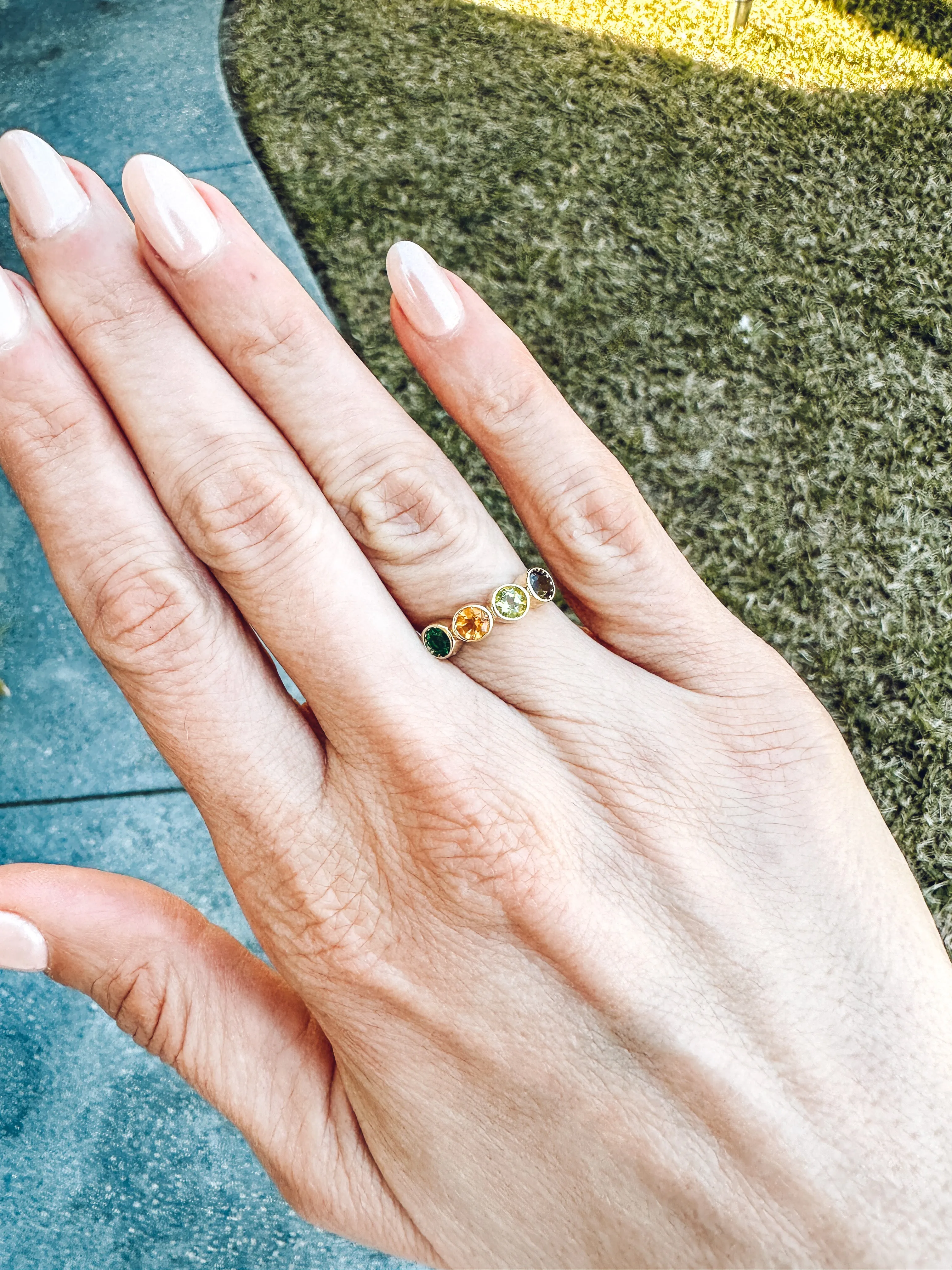 14K Four Bezel Ring