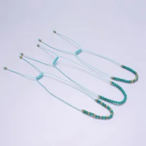 14K Gold Filled Turquoise Multifaceted Turquoise Rope Adjustable Friendship Bracelet | WA-2181 ~ WA-2183