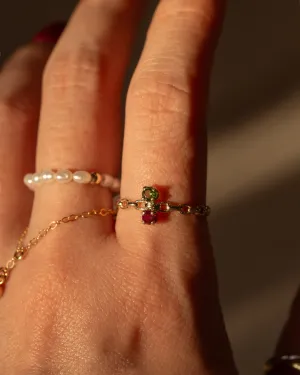 14k Gold Mother's Birthstone Ring, Lovers Birthstone Ring