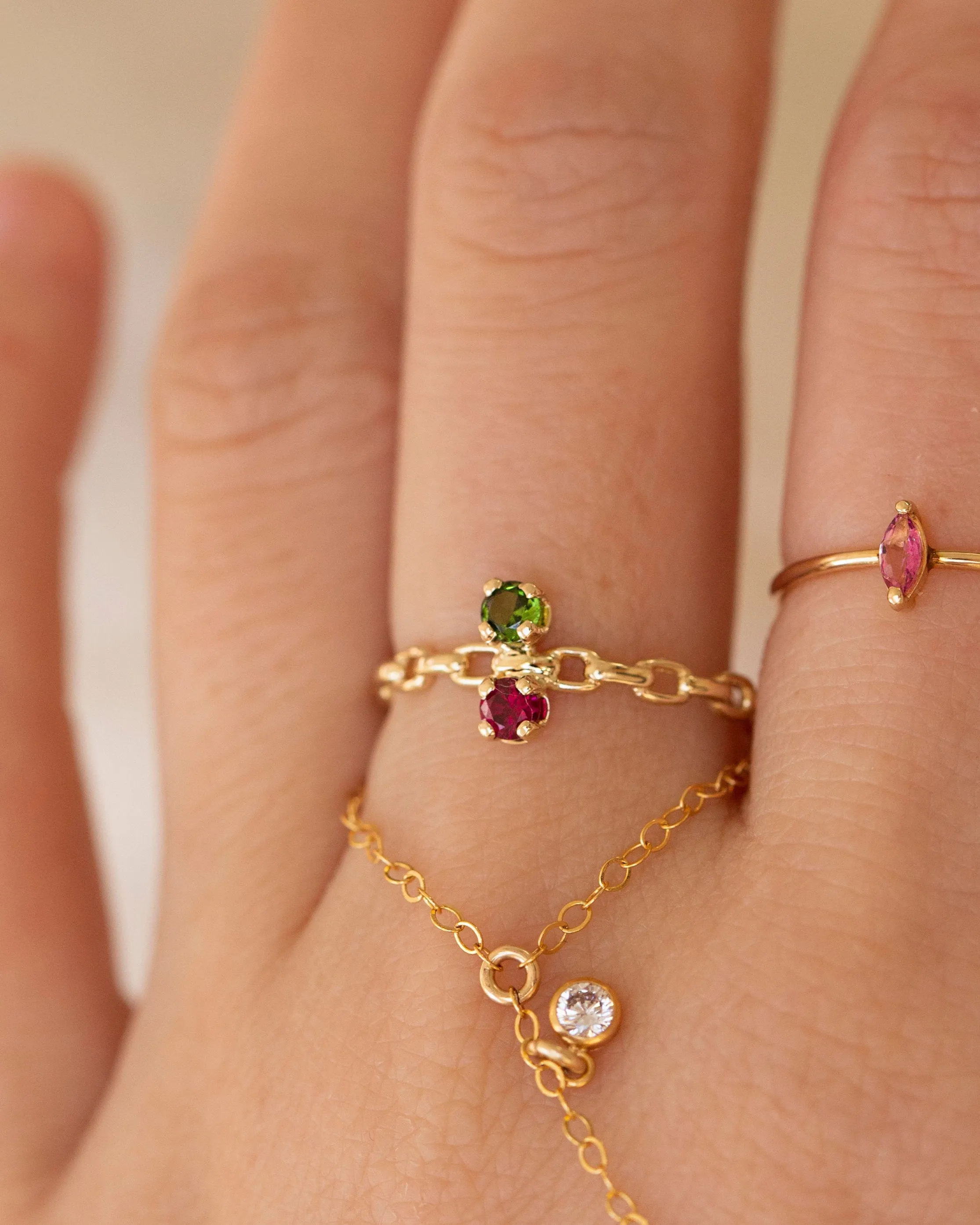 14k Gold Mother's Birthstone Ring, Lovers Birthstone Ring