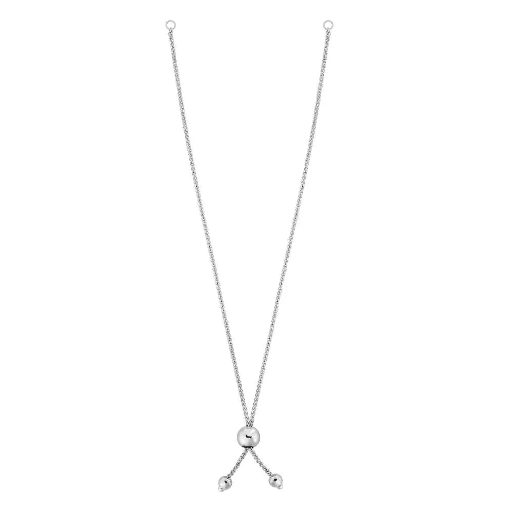 14K Gold Round Wheat Chain with Ball Slide Friendship Bracelet