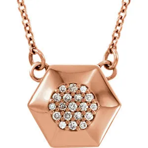 14K Rose .08 CTW Diamond Geometric 16.5" Necklace