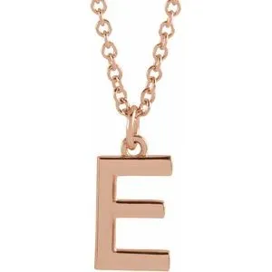 14K Rose Initial E Dangle 16" Necklace