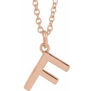 14K Rose Initial F Dangle 18" Necklace