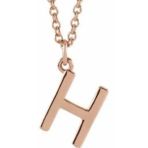 14K Rose Initial H Dangle 18" Necklace