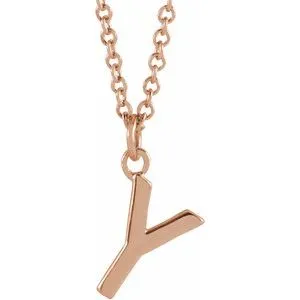 14K Rose Initial Y Dangle 16" Necklace