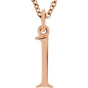 14K Rose Lowercase Initial l 16" Necklace