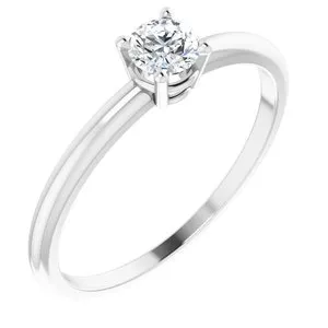 14K White 1/10 CTW Diamond Birthstone Ring Size 3