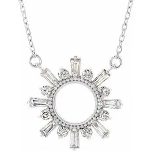 14K White 3/8 CTW Diamond Circle 16" Necklace