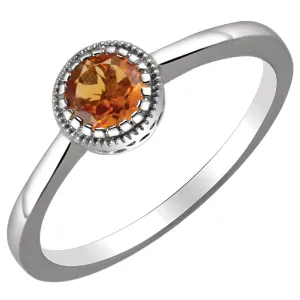 14k White Gold Citrine "November" Birthstone Ring, Size 7