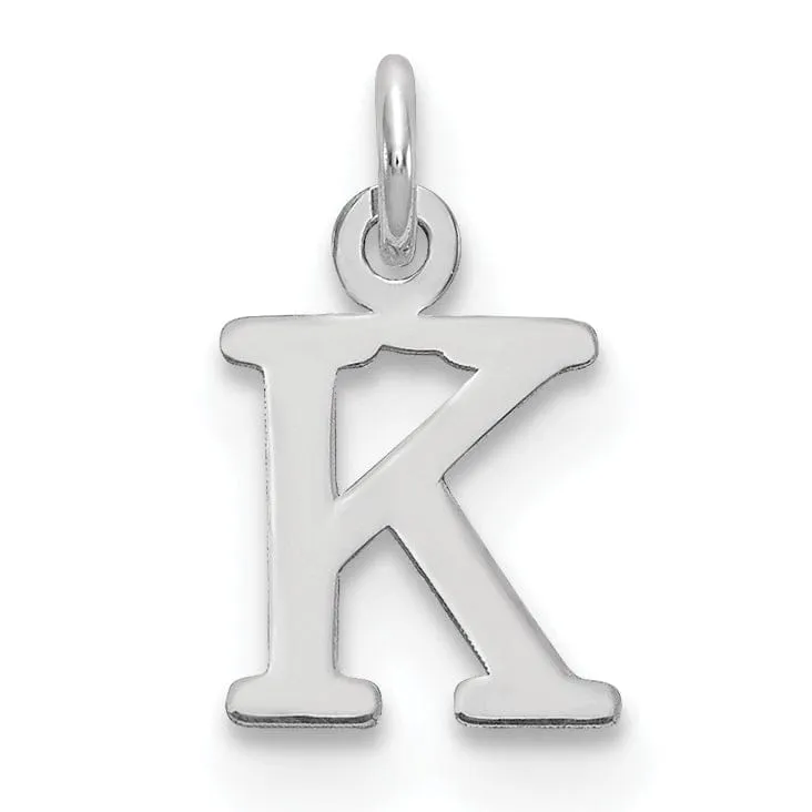 14k White Gold Cut-Out Letter K Initial Design Charm Pendant