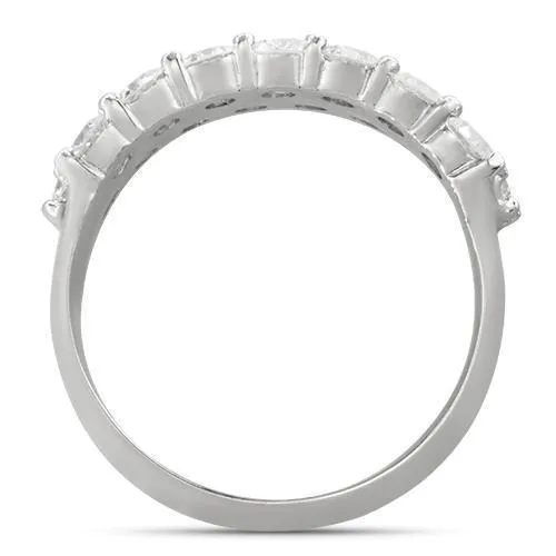 14k White Gold Diamond Two Row Wedding Band 1.90 Ctw