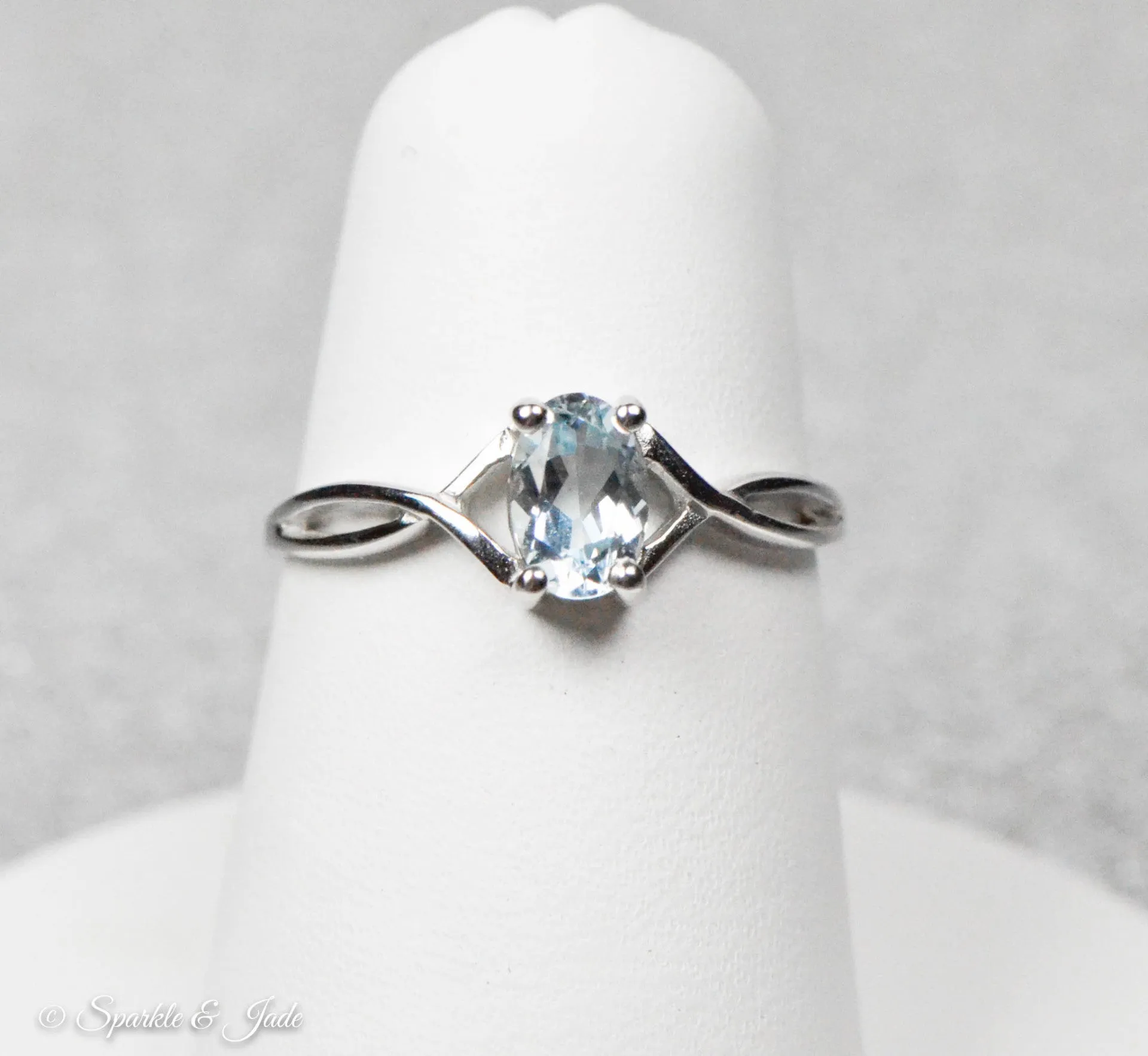 14k White Gold Genuine Oval Birthstone Rings