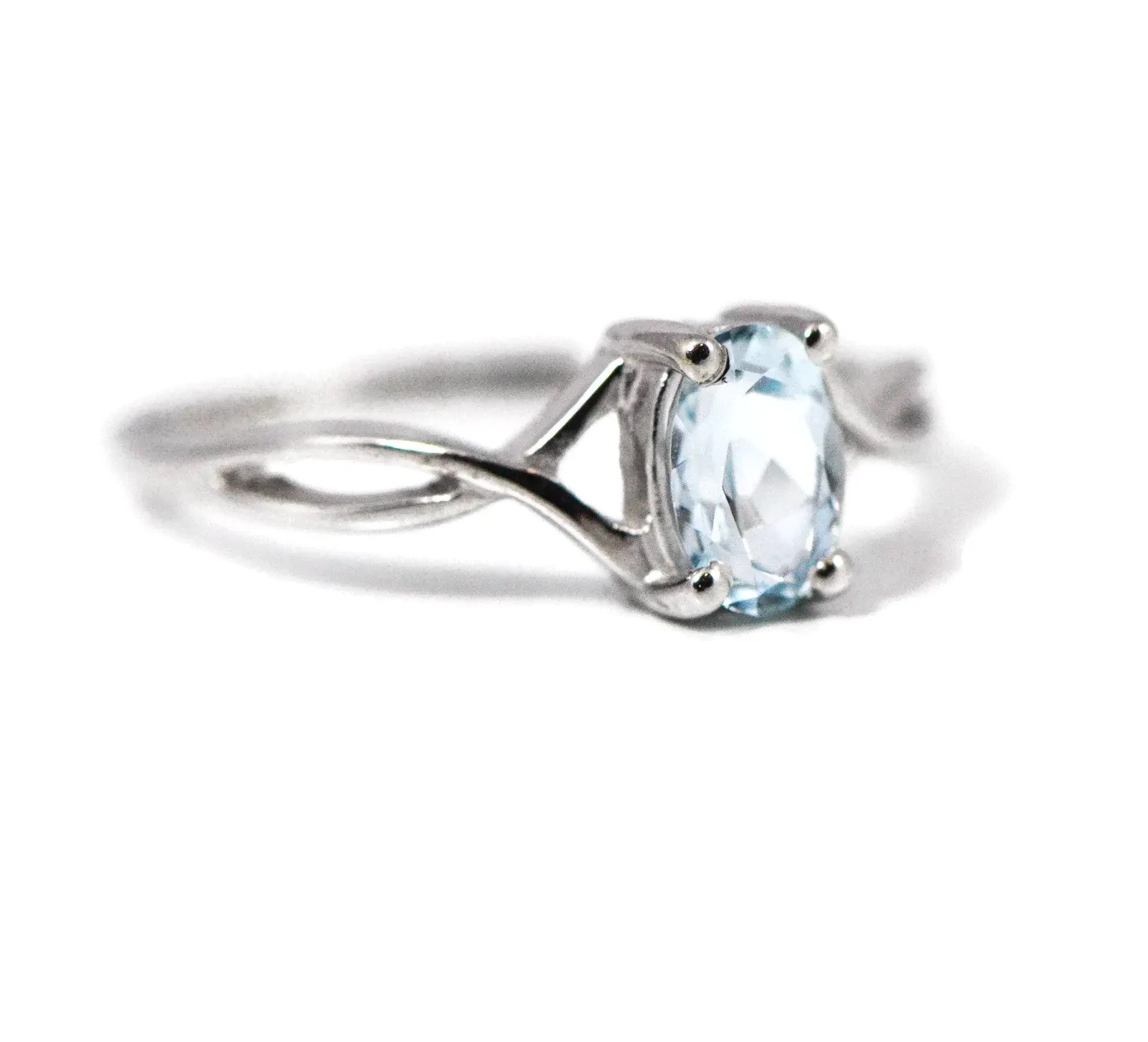 14k White Gold Genuine Oval Birthstone Rings