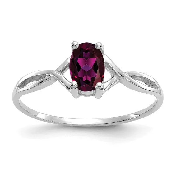 14k White Gold Genuine Oval Birthstone Rings