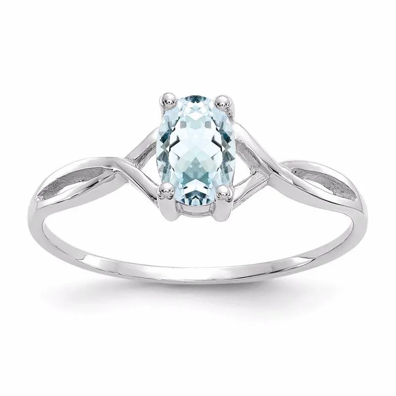 14k White Gold Genuine Oval Birthstone Rings