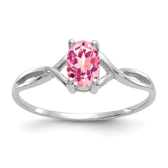 14k White Gold Genuine Oval Birthstone Rings