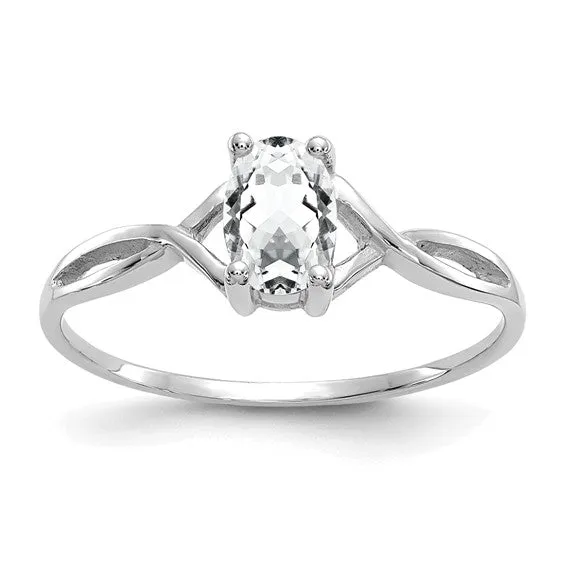 14k White Gold Genuine Oval Birthstone Rings