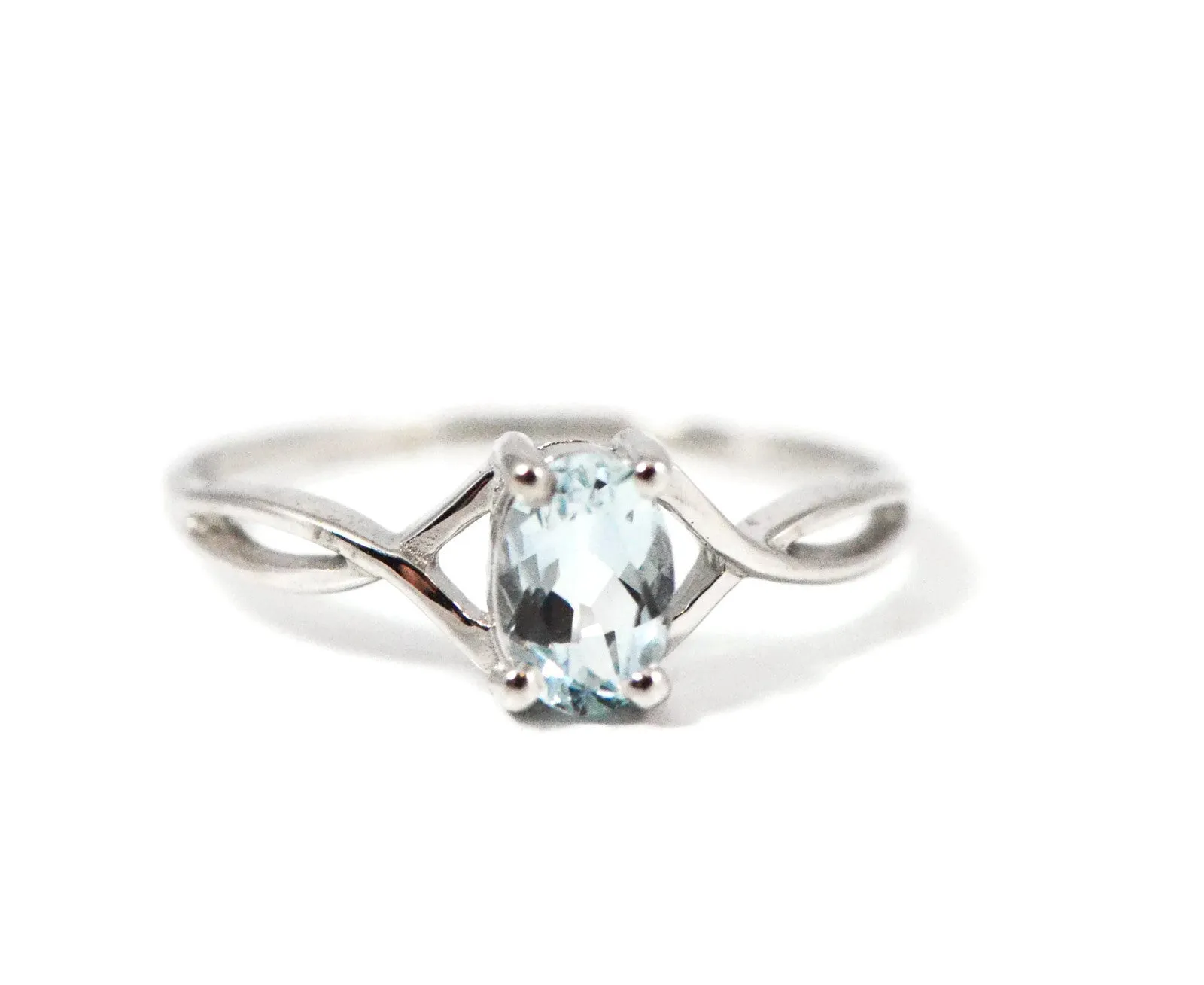 14k White Gold Genuine Oval Birthstone Rings