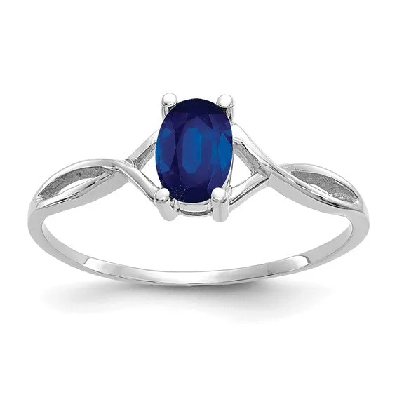 14k White Gold Genuine Oval Birthstone Rings