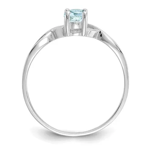 14k White Gold Genuine Oval Birthstone Rings