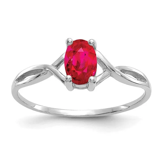 14k White Gold Genuine Oval Birthstone Rings