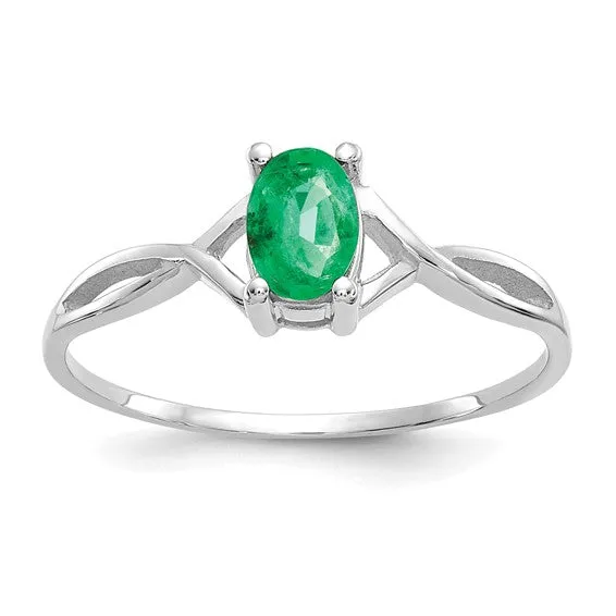 14k White Gold Genuine Oval Birthstone Rings